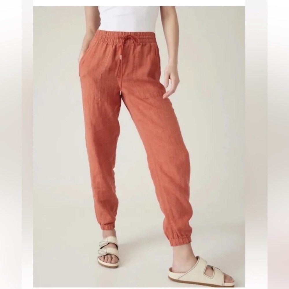 Athleta retreat linen jogger soft persimmon size 12